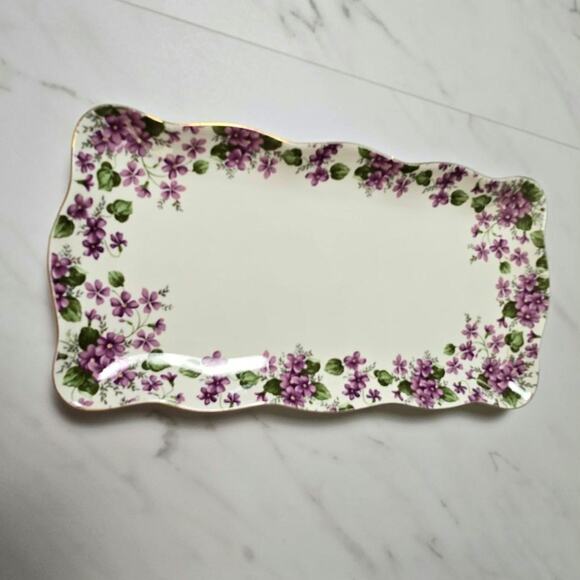 Grace's Teaware Other - Grace's Teaware Bone China Purple Violets Trinket Dish Platter Dresser Tray